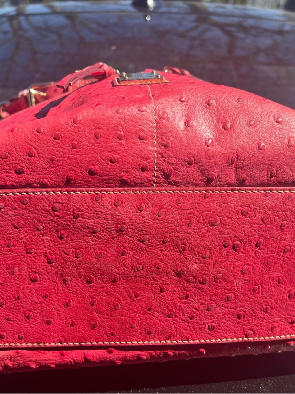 Dooney & Bourke Large Pink Ostrich Pocket Sac shoulder bag - Picture 4 of 16